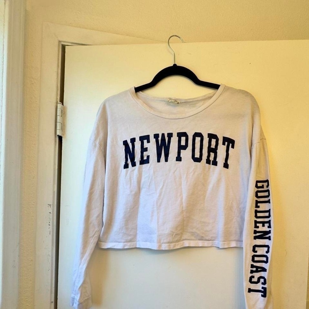 Newport‎ Local Lab Crop Top White Long Sleeve Crop Top Shirt Medium